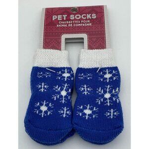 Pet Socks For Dogs With Snowflake Pattern & Anti-Slip Grip Paw Print Size S/P